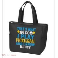 That's What I Do I Play Pickleball & Know Things, Funny Gift Tote Bag thumb 3