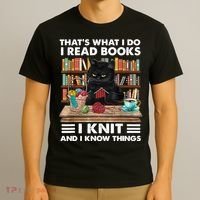 That What I Do I Read Books I Knit A Funny Cat Knitting Gift T-Shirt thumb 3