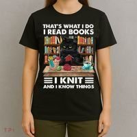 That What I Do I Read Books I Knit A Funny Cat Knitting Gift T-Shirt thumb 4