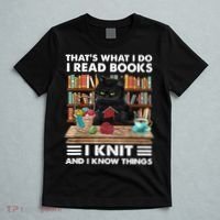 That What I Do I Read Books I Knit A Funny Cat Knitting Gift T-Shirt thumb 5