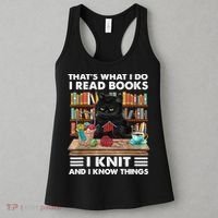 That What I Do I Read Books I Knit A Funny Cat Knitting Gift Women's Tank Top thumb 3