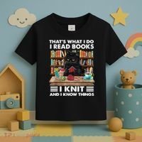That What I Do I Read Books I Knit A Funny Cat Knitting Gift Toddler T-Shirt thumb 3