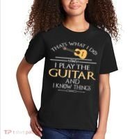 Thats What I Do I Play The Guitar And I Know Things Kids T-Shirt thumb 2