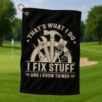 That's What I Do I Fix Stuff And I Know Things Funny Saying Golf Towel thumb 1