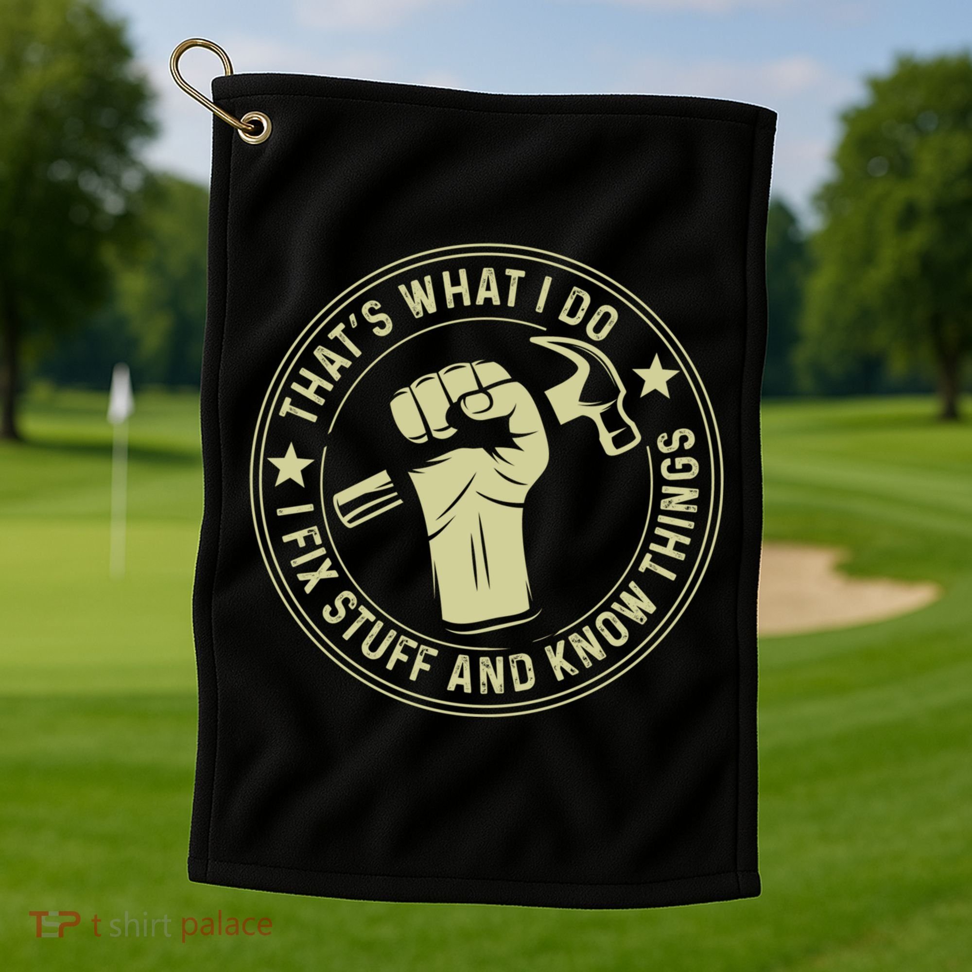 That's What I Do I Fix Stuff And I Know Things Handy Gift Golf Towel