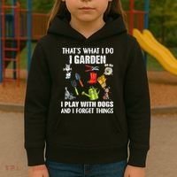 Thats What I Do I Garden I Play With Dogs And I Forget Kids Hoodie thumb 3