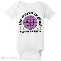 The World Is Glad You Exist Mental Health Baby Bodysuit thumb 0