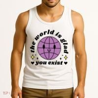 The World Is Glad You Exist Mental Health Tank Top thumb 3