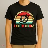 That What I Do I Fix Stuff I Know Things Vintage Mechanic T-Shirt thumb 3