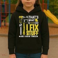 That's What I Do I Fix Stuff And I Know Things Funny Saying Kids Hoodie thumb 3