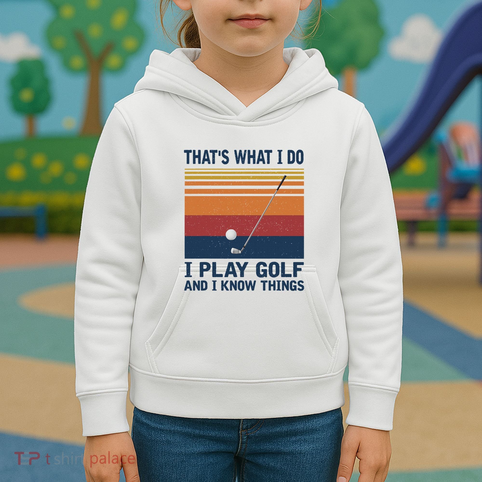 ThatS What I Do I Play Golf And I Know Things Kids Hoodie