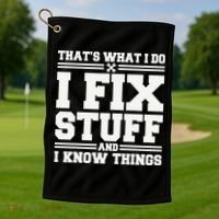 That's What I Do I Fix Stuff And I Know Things Funny Saying Golf Towel thumb 1