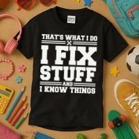 That's What I Do I Fix Stuff And I Know Things Funny Saying Kids T-Shirt thumb 3