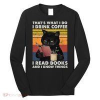 That's What I Do I Drink Coffee I Read Books Retro Black Cat Long Sleeve Shirt thumb 0