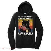 That's What I Do I Drink Coffee I Read Books Retro Black Cat Women's Hoodie thumb 0