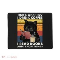 That's What I Do I Drink Coffee I Read Books Retro Black Cat Mousepad thumb 0