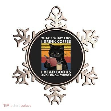That's What I Do I Drink Coffee I Read Books Retro Black Cat Ornament