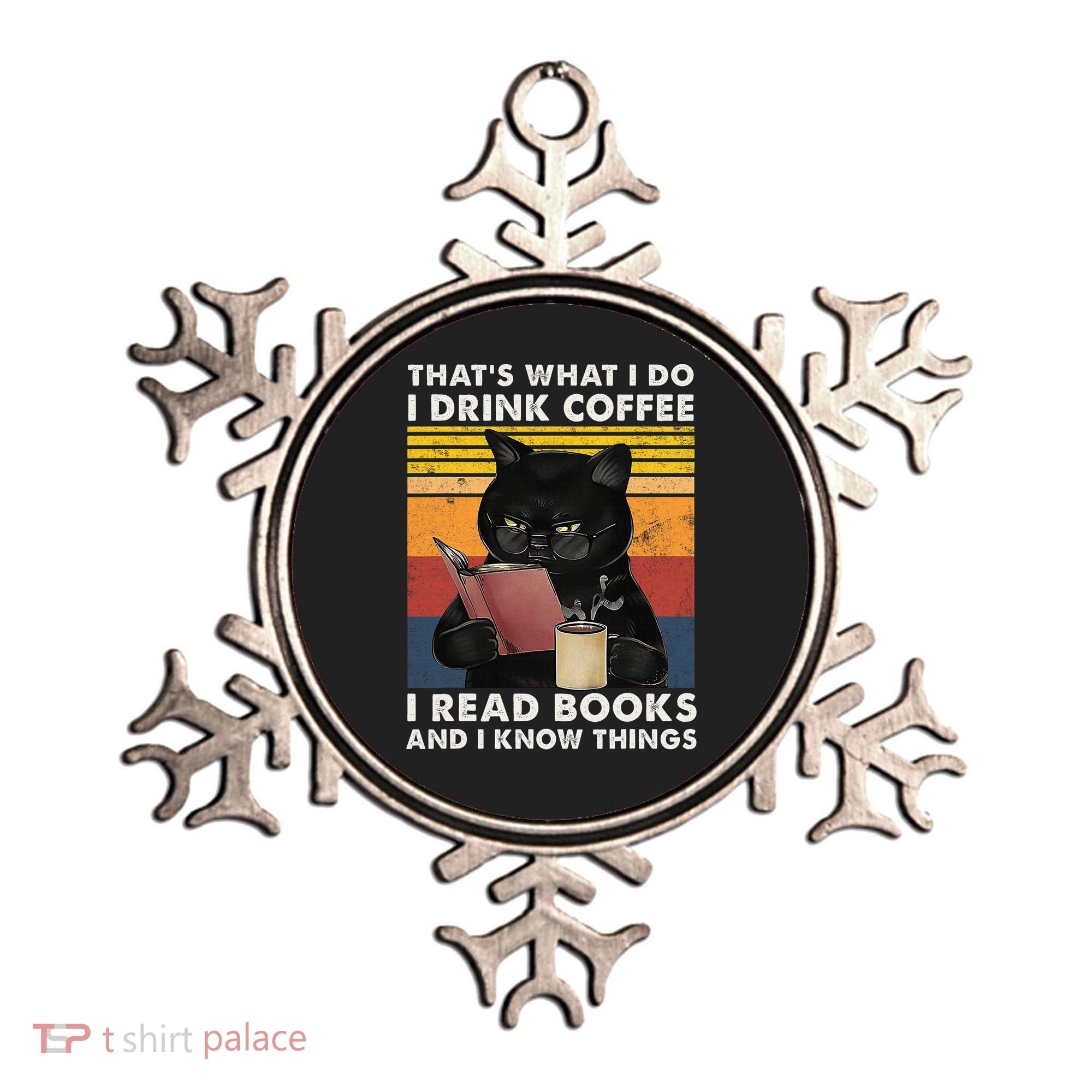 That's What I Do I Drink Coffee I Read Books Retro Black Cat Ornament