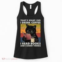 That's What I Do I Drink Coffee I Read Books Retro Black Cat Women's Tank Top thumb 0