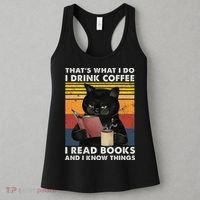 That's What I Do I Drink Coffee I Read Books Retro Black Cat Women's Tank Top thumb 3