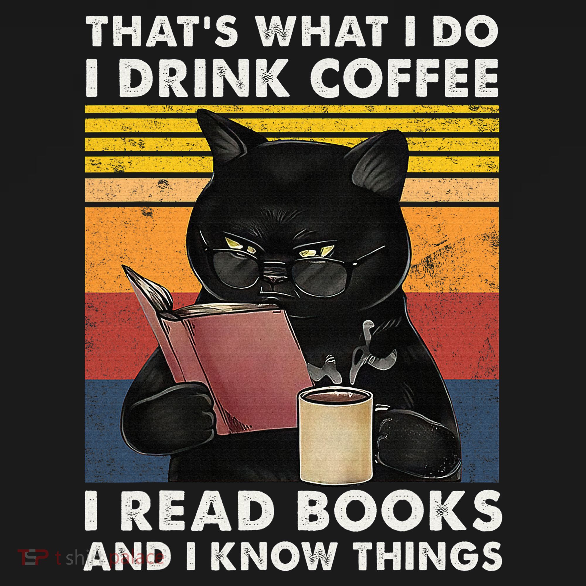 That's What I Do I Drink Coffee I Read Books Retro Black Cat Women's Tank Top