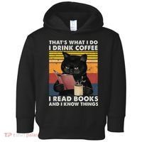 That's What I Do I Drink Coffee I Read Books Retro Black Cat Toddler Hoodie thumb 0