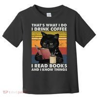 That's What I Do I Drink Coffee I Read Books Retro Black Cat Toddler T-Shirt thumb 0