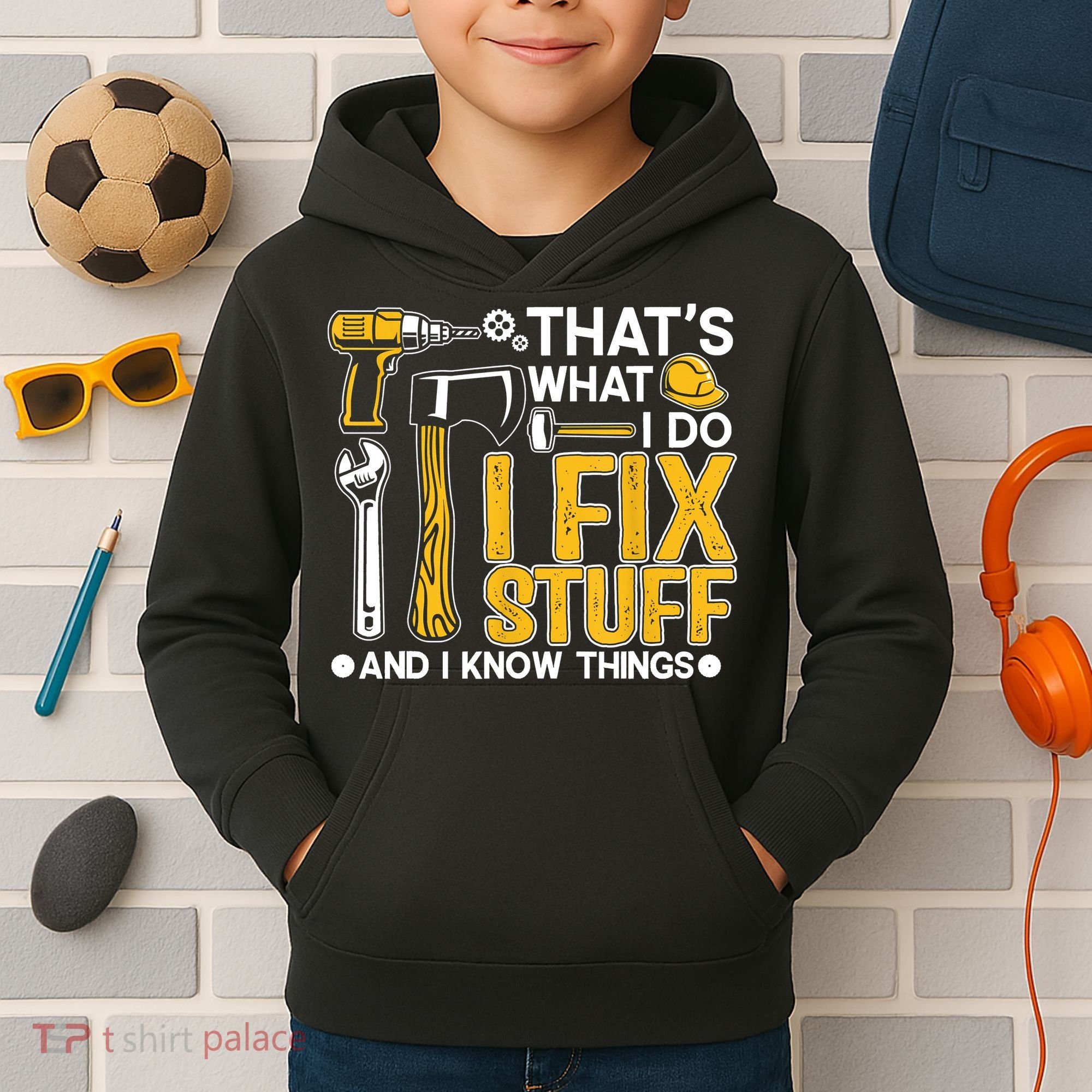 That's What I Do I Fix Stuff And I Know Things Funny Saying Kids Hoodie