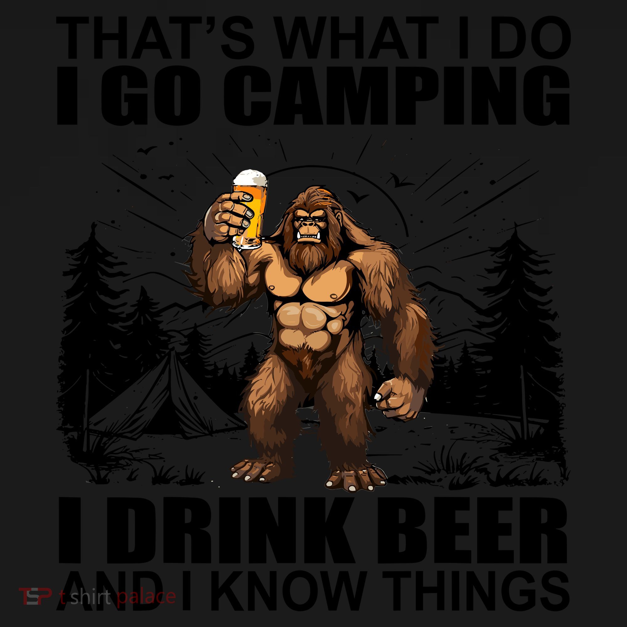Thats What I Do I Go Camping I Drink Beer And I Know Things Coaster