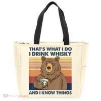 That's What I Do I Drink Whiskey And I Know Things Bear Tee Tote Bag thumb 0