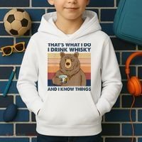 That's What I Do I Drink Whiskey And I Know Things Bear Tee Kids Hoodie thumb 2