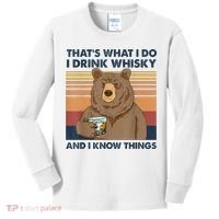 That's What I Do I Drink Whiskey And I Know Things Bear Tee Kids Long Sleeve Shirt thumb 0