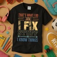 That's What I Do I Fix Stuff And I Know Things Mechanic Kids T-Shirt thumb 3