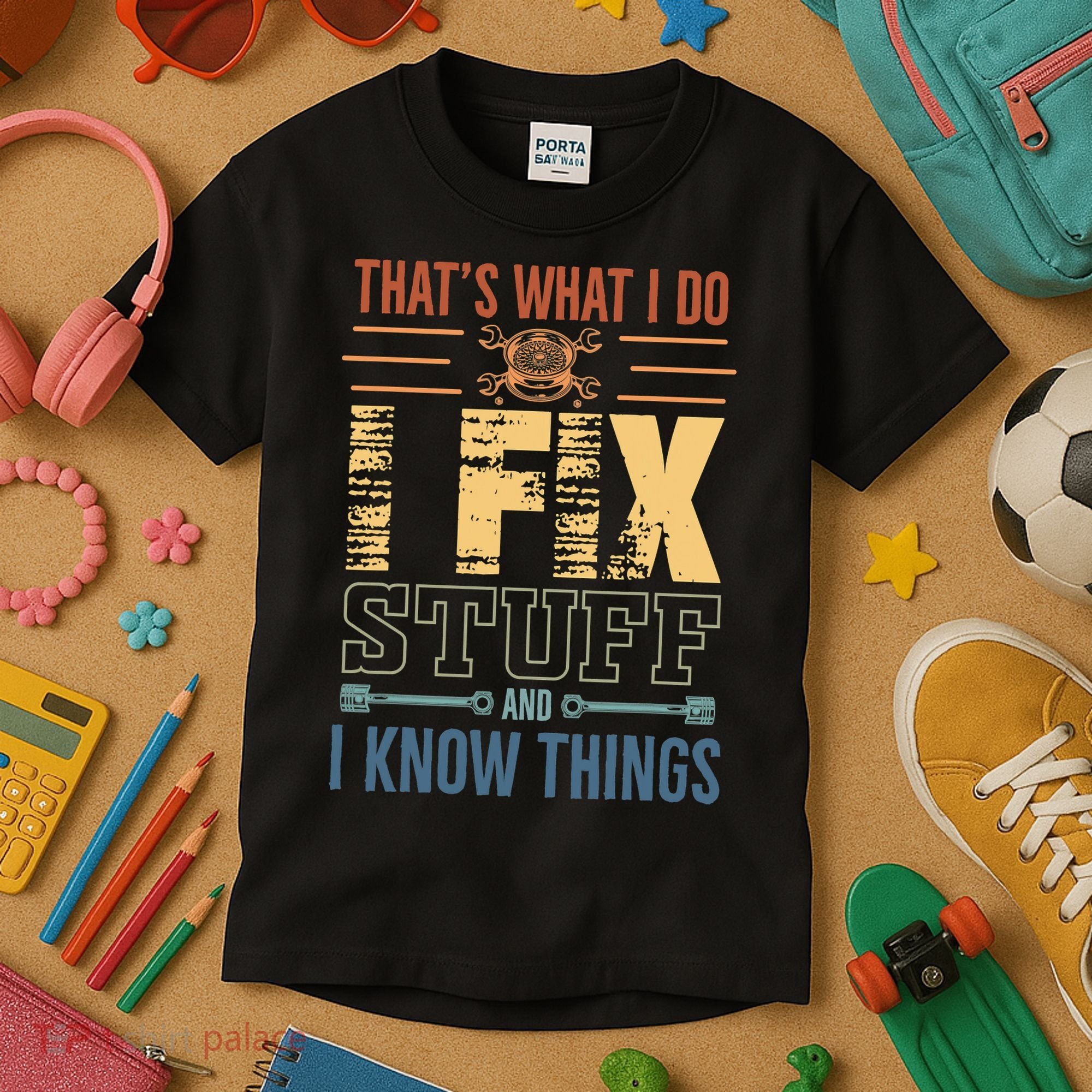 That's What I Do I Fix Stuff And I Know Things Mechanic Kids T-Shirt
