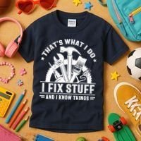 That's What I Do I Fix Stuff And I Know Things Funny Saying Kids T-Shirt thumb 3