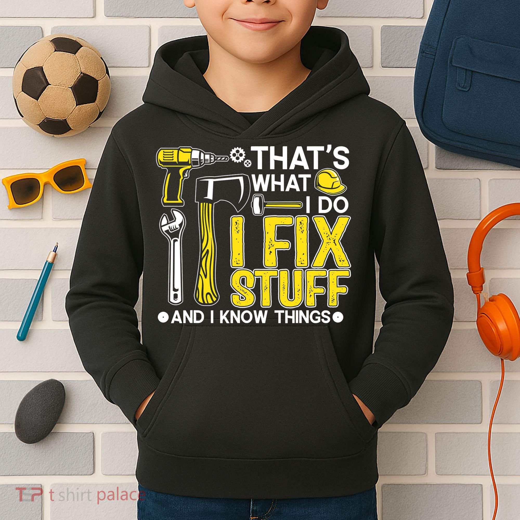 That's What I Do I Fix Stuff And I Know Things Funny Saying Kids Hoodie