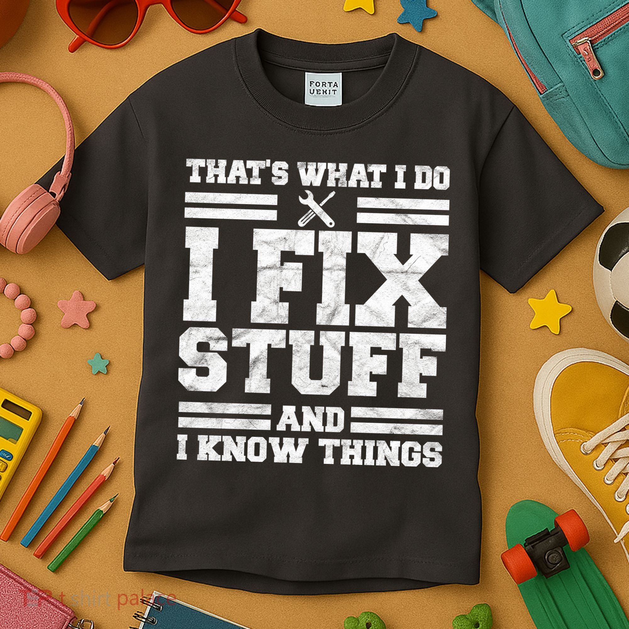 That's What I Do I Fix Stuff And I Know Things Funny Kids T-Shirt