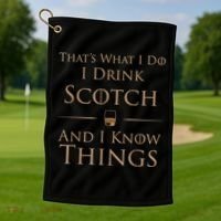 That’s What I Do I Drink Scotch And I Know Things Golf Towel thumb 1