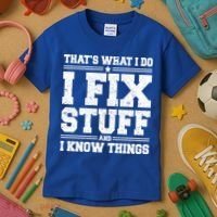 That's What I Do I Fix Stuff And I Know Things Funny Saying Great Gift Kids T-Shirt thumb 3