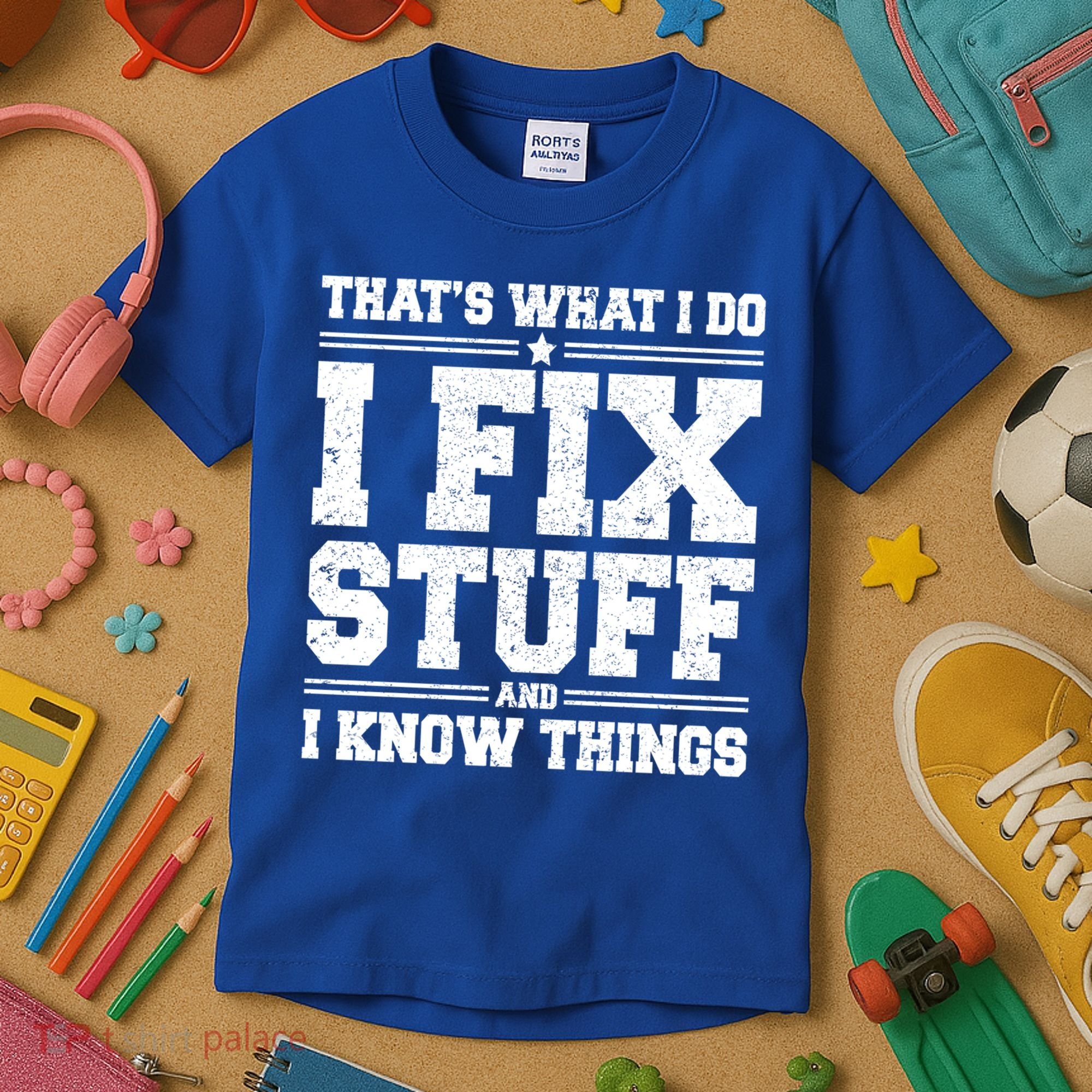 That's What I Do I Fix Stuff And I Know Things Funny Saying Great Gift Kids T-Shirt