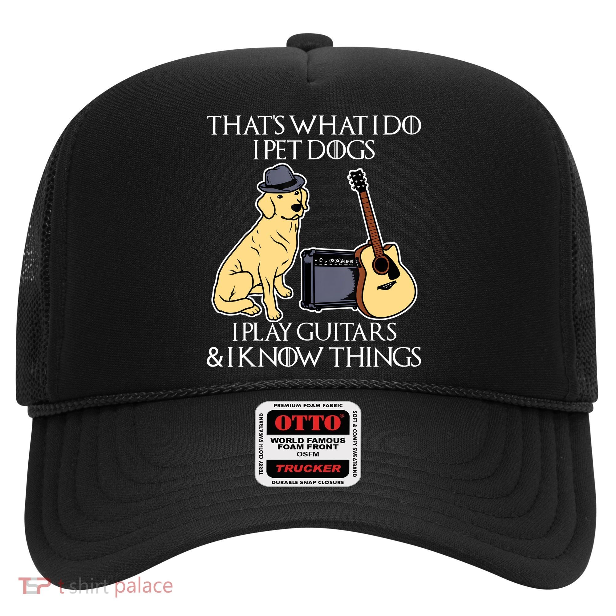 That What I Do I Pet Dogs I Play Guitars & I Know Things Dog Hat