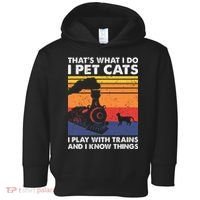ThatS What I Do I Pet Cats I Play With Trains Model Train Toddler Hoodie thumb 0