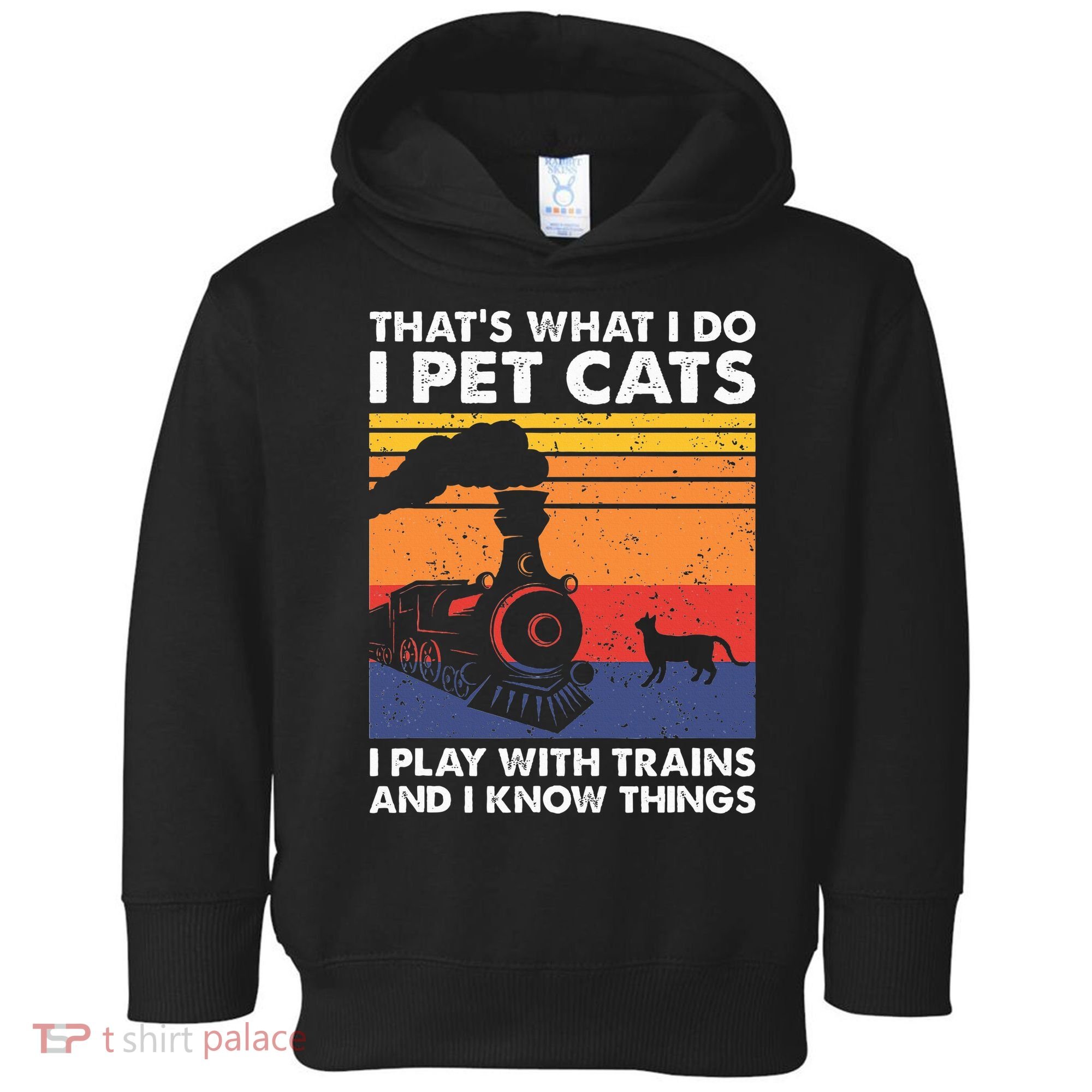 ThatS What I Do I Pet Cats I Play With Trains Model Train Toddler Hoodie