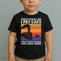 ThatS What I Do I Pet Cats I Play With Trains Model Train Toddler T-Shirt thumb 2