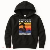 ThatS What I Do I Pet Cats I Play With Trains Model Train Kids Hoodie thumb 0