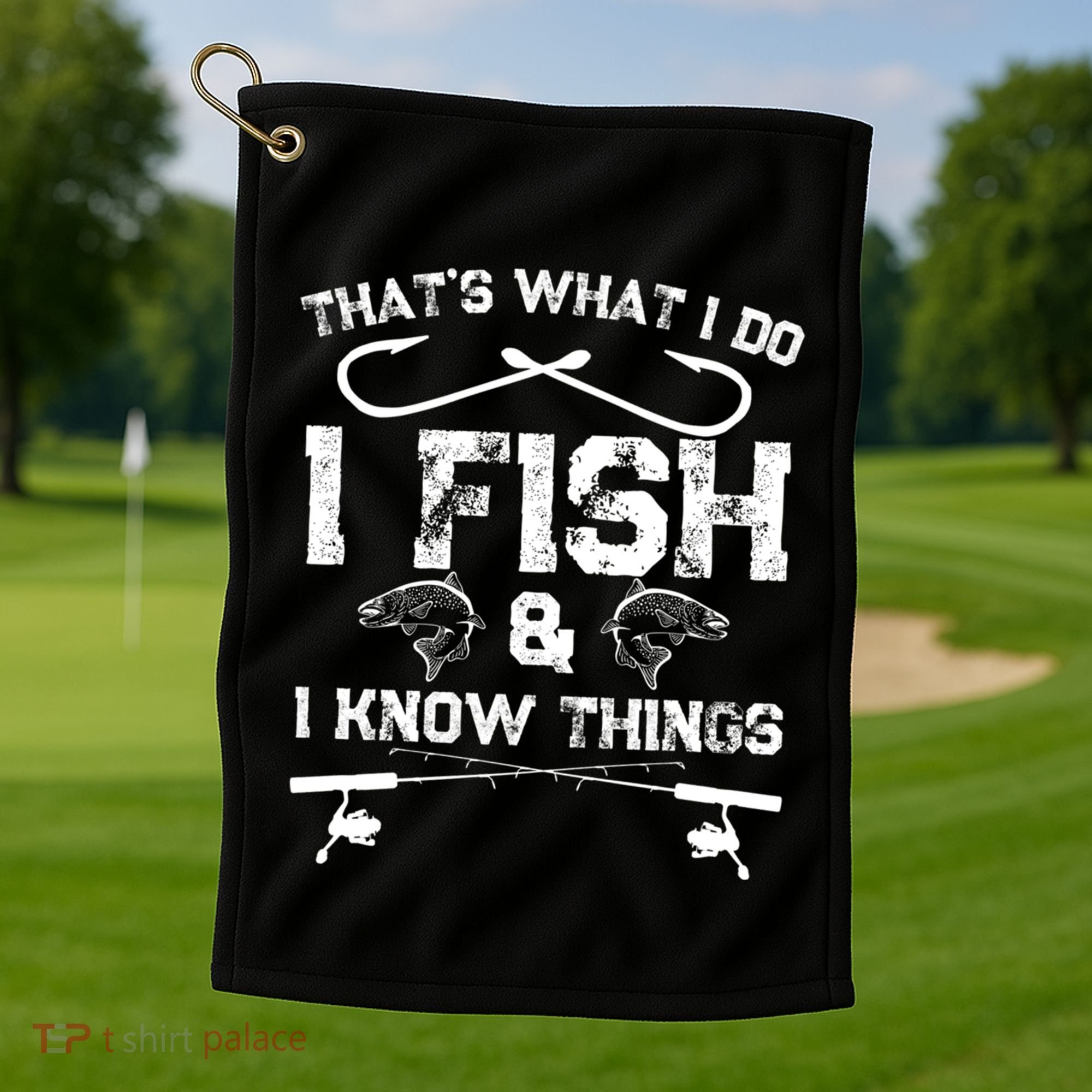 ThatS What I Do I Fish And I Know Things Fishing Gift Golf Towel