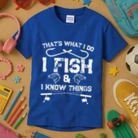 ThatS What I Do I Fish And I Know Things Fishing Gift Kids T-Shirt thumb 3
