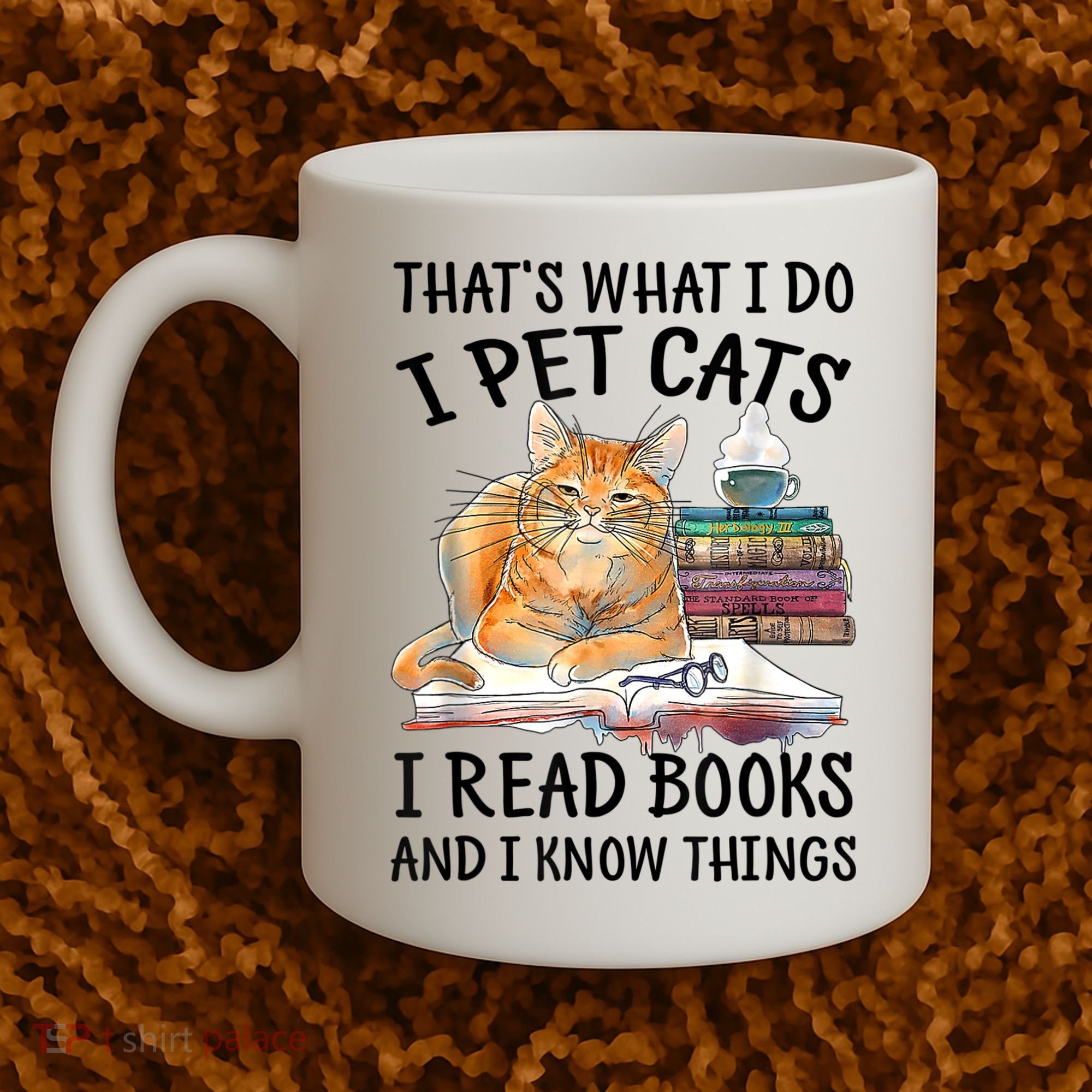 That's What I Do I Pet Cats I Read Books And I Know Things Coffee Mug