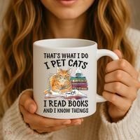 That's What I Do I Pet Cats I Read Books And I Know Things Coffee Mug thumb 3