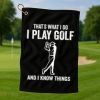 Thats What I Do I Play Golf And I Know Things Golfing Sport Gift Golf Towel thumb 1